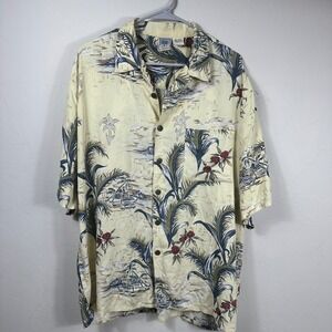 Vintage Gotcha Sportz XL Rayon Tropical Palm Hawaiian Shirt‎ Mens Short Sleeve